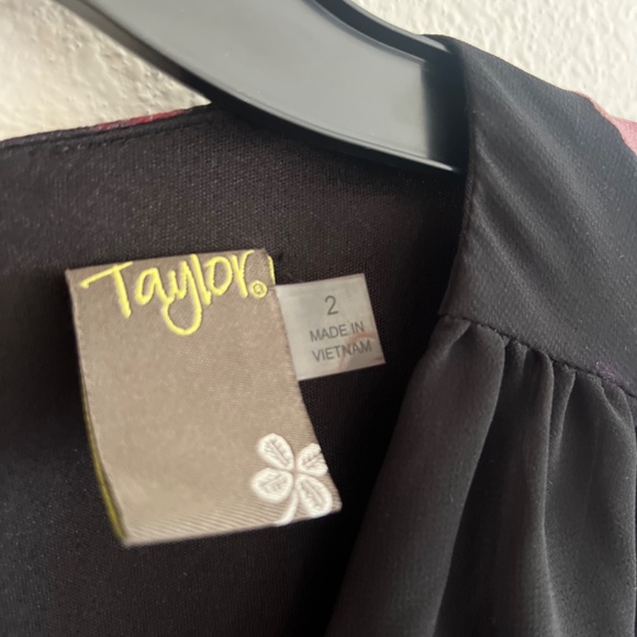 Black & Purple Floral Midi Dress Size 2 (Small) - Picture 2 of 7